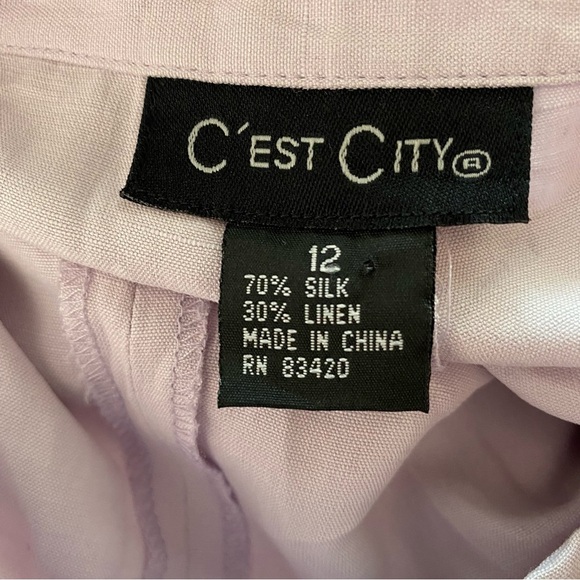 C’est City Lilac Silk Linen Wide Leg Crop Pants NWT - Picture 8 of 8